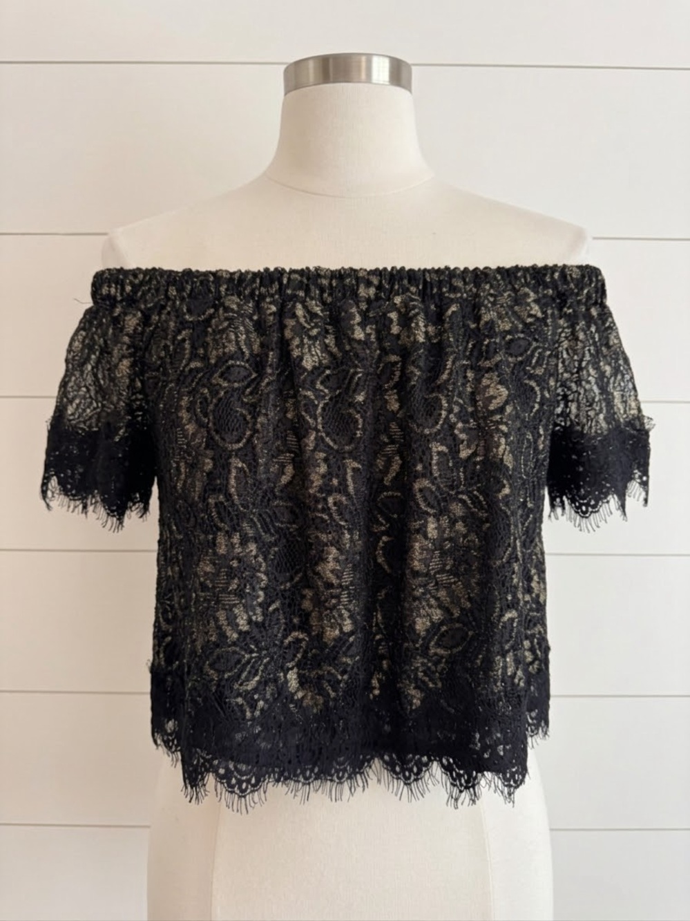 Off-Shoulder Black Lace Top